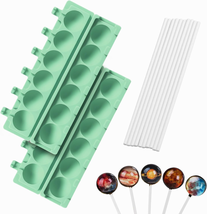 QELEG 2Pcs Silicone Lollipop Molds with 100 Paper Sticks, 6-Capacity 3D ... - $28.43