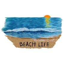 &quot;Beach Life&quot; - Beach Sunset Printed Vinyl Decal Sticker - Car Truck Boat RV - £5.46 GBP+