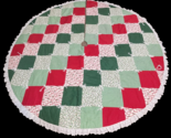 Vintage Handmade Patchwork Quilt Christmas Tree Skirt 58 Inches Holly &amp; ... - $25.99