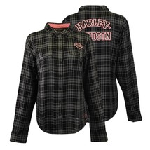 Harley-Davidson Women&#39;s Shirt Black Pink Bar &amp; Shield L/S Woven (S19) - £32.52 GBP