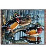 72x54 WOOD DUCK Wildlife Bird Lake Pond Tapestry Throw Blanket - £49.61 GBP