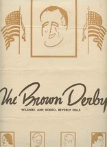 The Brown Derby Restaurant Dinner Menu Beverly Hills California 1945 - £91.92 GBP