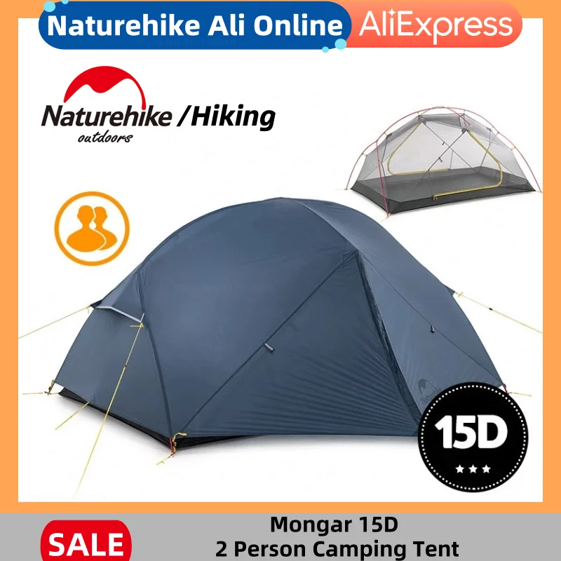 Naturehike Camping Mongar Tent 2 Person Outdoor Camp Tent Travel Ultralight Grey - £229.61 GBP+