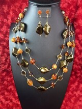 Vintage Vendome Venetian Glass And Crystal Three Strand Necklace With Ea... - £71.00 GBP
