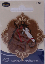 Wrights Horse Head Iron On Applique Badge Horses Equestrian Brown M211.04 - £2.36 GBP