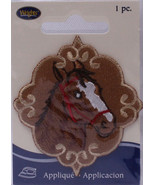 Wrights Horse Head Iron On Applique Badge Horses Equestrian Brown M211.04 - $55.60 MXN