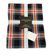 Cynthia Rowley Tablecloth Halloween theme plaid 60”x 84”Orange Black White Lurex - $34.95