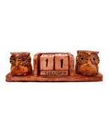 Balinese Wood Handicrafts Two Nocturnal Owl Guardians Desktop Calendar F... - $35.52 CAD