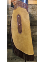 Western Cowboy Chinks - Chaps Handmade Geometric Trim with Leather Rowdy... - $89.77+