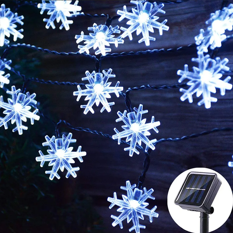 12m Snowflakes Led String Fairy Lights Christmas Tree Party Fairy Holiday Weddin - £66.36 GBP