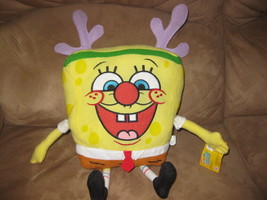 Spongebob Christmas W Reindeer Antlers Brand New Licensed Plush 16&quot; Sugar Loaf - £9.45 GBP