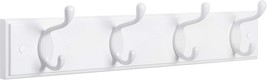 Coat Rack, Hook Rack, Wall Mounted, 4 Double Metal Hooks, White, Bedroom. - $39.92