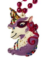 Hot Pink Masked Unicorn Mardi Gras Bead Necklace - $5.69