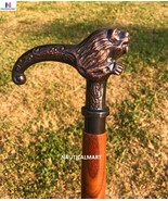 Nauticalmart  Brass Lion Head Handle Wooden Walking Stick Cane Elegant V... - €85,99 EUR