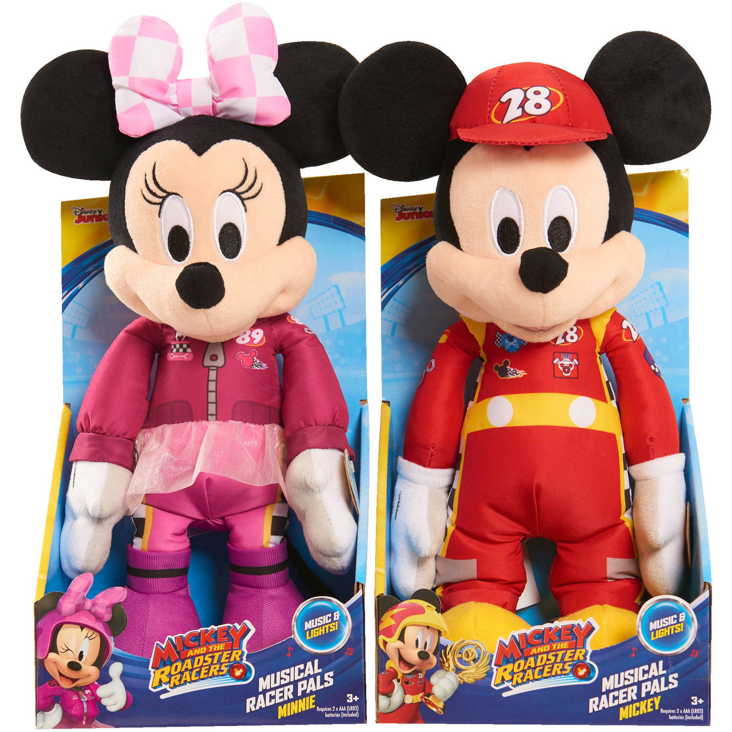 Mickey and the Roadster Racers Musical Racer Pals Mickey and Minnie Plush 11" - $85.00
