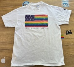 Vintage Shocking Gray Catalog LGBT Pride Flag Tee White T-Shirt Distress... - $544.79 MXN