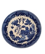 6 Antique Pottery China BLUE WILLOW Berry Dessert Bowls marked Japan 6” - £44.33 GBP
