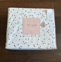 Kate Spade Full Sheet Set White/Black Polka Dot Cotton Percale New - £71.93 GBP