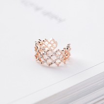 MENGJIQIAO 2021 New Korean Style Fashion Ring Women Accessories Mesh Design Rhin - £6.82 GBP