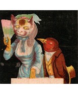 The Hitchcock Lamp Anthropomorphic Woman Cat And Gentleman Bird Victoria... - $71.96 CAD