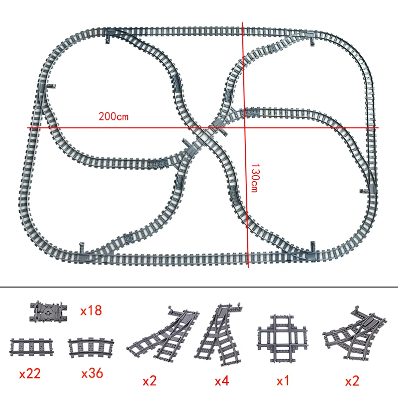 MOC Creative City Train Points Switching Tracks Flexible Railway Crossings Rails - £69.49 GBP