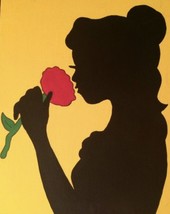 GIRL WITH ROSE Hand painted art canvas 16”X20” Acrylic painting Black &amp; White - £55.38 GBP