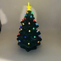 Mr Christmas Ceramic Tree 14” Lights Up Battery Operated Nostalgic Green - £43.20 GBP