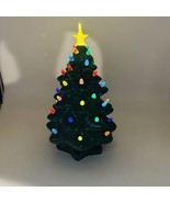 Mr Christmas Ceramic Tree 14” Lights Up Battery Operated Nostalgic Green - £43.23 GBP