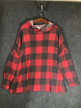 Lovely J Womens 2XL Hoodie Jacket Red Black Flannel XXL Casual Activewea... - £14.41 GBP