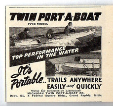 1948 Vintage Ad Twin-Port-A-Boat Portable Boats Trailer Anywhere Grand R... - $8.26