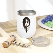 Chill Out with Lennon - Black and White Portrait Wine Tumbler - 12oz, Double Wal - £21.47 GBP