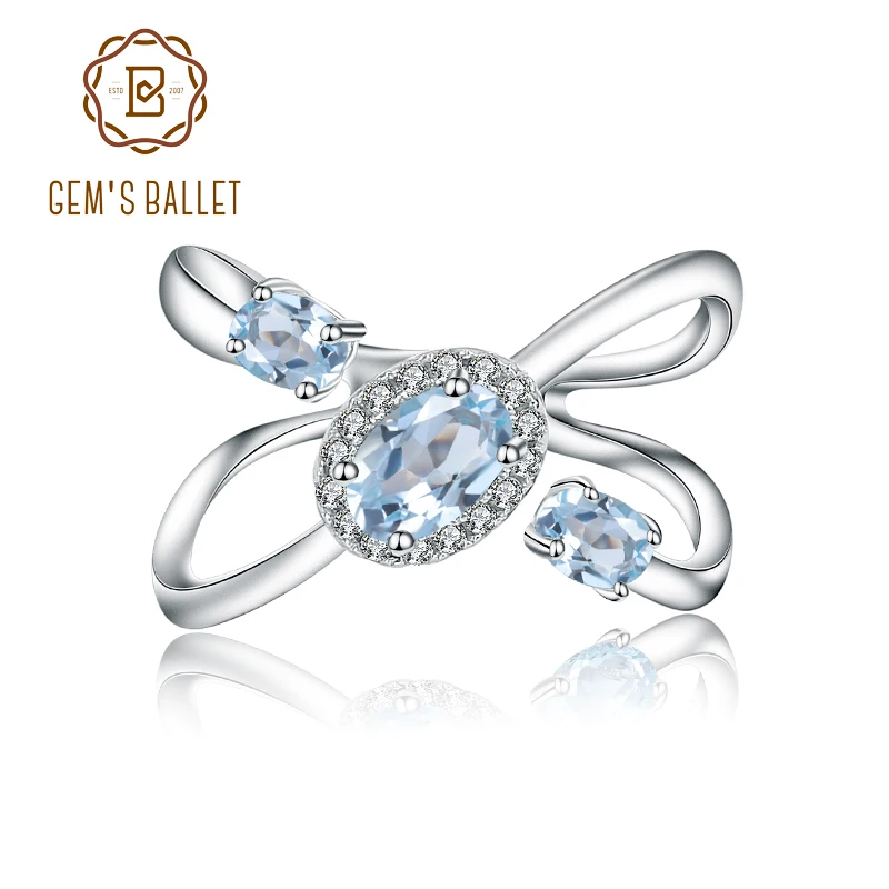 1.04Ct Round Natural Sky Blue Topaz Gemstone Finger ing For Women Wedding  925 S - £40.29 GBP
