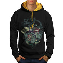 Wellcoda Dragon Unique Mens Contrast Hoodie, Oriental Casual Jumper - £31.23 GBP