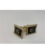VTG Hickok USA Gold Tone &amp; Black Enamel Monogramed "G" Cufflinks - $14.50