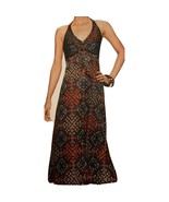 Etctera Women’s Full Length Brown Multi Color Print Halther Dress Size 8... - $101.76 CAD