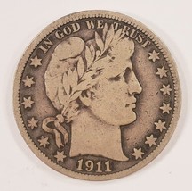 1911 50C Barber Demi Dollar En Fin État, Tout Naturel Couleur - $62.35