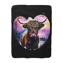 Highland cow floral Sherpa Fleece Blanket - £63.94 GBP