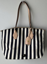 Kate Landry Striped Handbag Tote - Beige &amp; Black Stripes - $295.07 MXN