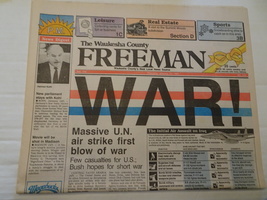 The Waukesha Freeman - January 17, 1991 - WAR! - Desert Storm - Newspaper - $10.00