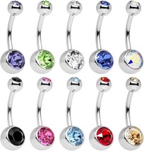 12 PCS Assorted Colors Belly Button Rings - 14 Gauge Navel Piercing Body... - €16,35 EUR