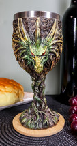 Ebros Dryad Greenman Earth Dragon 5oz Wine Goblet Chalice Cup Fantasy Decor - £19.68 GBP