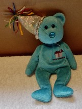 TY Beanie Baby December Teddy Birthday Bear 8&quot; 2002  Stuffed Animal 258Q - £4.78 GBP