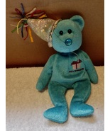 TY Beanie Baby December Teddy Birthday Bear 8&quot; 2002  Stuffed Animal 258Q - £4.79 GBP