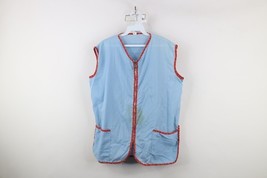 Vtg 70s Streetwear Womens Large Distressed Quilt Heart Sleeveless Zip Ve... - $29.65