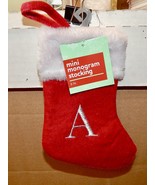 Christmas Monogram Mini Stockings You Choose The Letter 7&quot; x 5&quot; Plush So... - £3.02 GBP