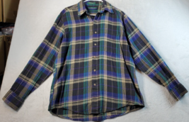 Clay Brooke Mens Large Multi Plaid 100% Cotton Long Sleeve Collared Butt... - £13.65 GBP