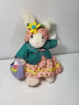 Cute Vtg Russ Berrie Bunny Rabbit Puffy 9&quot; Plush Emmy Lou Easter SPRINGTIME - £19.50 GBP