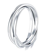 925 Sterling Silver Ring Triple Row Rolling Silver for - £41.00 GBP