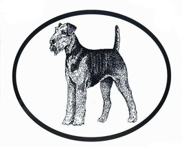 Airedale Terrier Decal - Dog Breed Oval Vinyl Black &amp; White Window Sticker - £3.19 GBP
