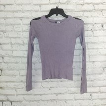 Divided H&amp;M Knit Top Womens Extra Small Gray Long Sleeve Cut Out Crew Neck - $15.99